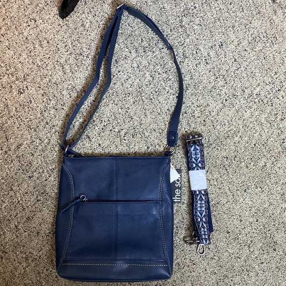 The SaK Lucia Leather Crossbody Denim Blue Handbag Purse Straps NWT